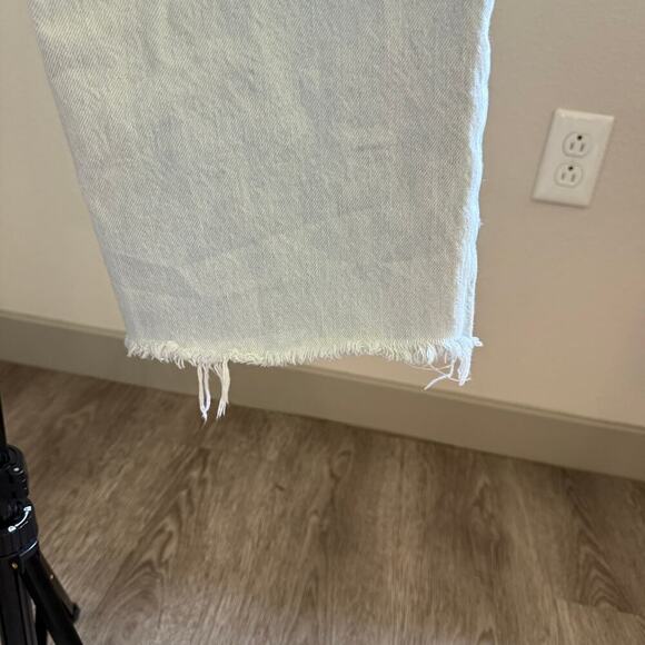 Zara Light Wash Wide Leg Jeans Size 8 Raw Hem 100% Cotton High Rise 30x30 - Picture 5 of 10